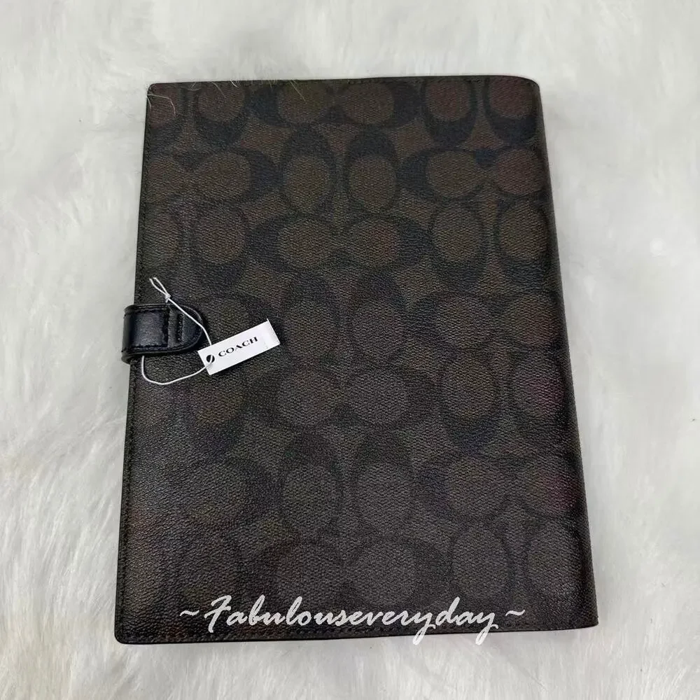 Coach Notebook In Signature Canvas In Brown Black 222 NWT